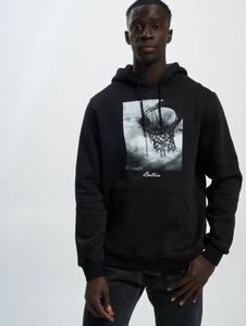 Comfortable Mister Tee men's hoodie with drawstring and ribbed cuffs, 300 g/m² cotton, black