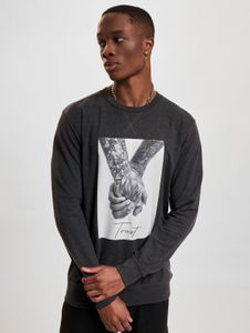 Sweat-shirt homme Mister Tee confortable avec poignets côtelés, en coton anthracite
