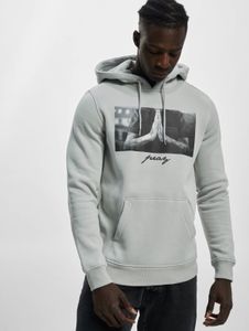 Comfortable Mister Tee men's hoodie with ribbed cuffs and hood, 300 g/m² cotton, grey