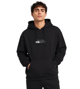 Casual Mister Tee Men's Hoodie with Print, Kangaroo Pocket & Drawstring – Black