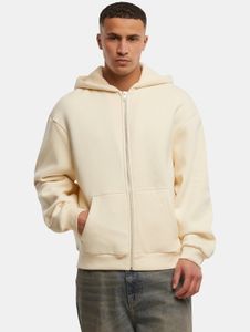 lässiger Mister Tee Herren Hoodie Reißverschluss Rippbündchen 330 g/m² mit Baumwolle Ecru-Weiß