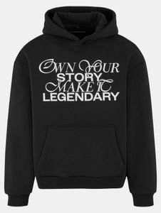 Comfortable Mister Tee men's hoodie with ribbed cuffs and hood, 330 g/m² cotton, black