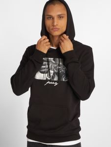 Felpa con cappuccio da uomo Soft Mister Tee con coulisse e polsini a coste, 300 g/m² di cotone, nera.