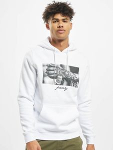 Felpa con cappuccio da uomo Modern Mister Tee con polsini e cappuccio a coste, 300 g/m² di cotone, bianca.