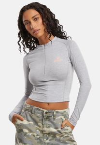 Camiseta deportiva elástica de algodón Felicious para mujer, color gris.