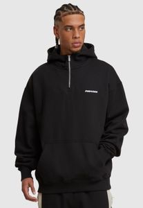 Soft PEGADOR men's hoodie with zipper, ribbed cuffs, cotton, black
