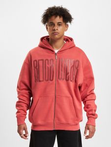 Sudadera moderna Rocawear para hombre, con cremallera, de punto acanalado con algodón, color rojo.