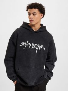 Comfortable 9N1M SENSE men's hoodie with ribbed cuffs and hood, 350 g/m² cotton, black