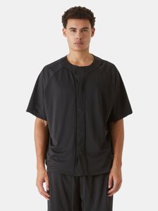 Modern 9N1M SENSE men's polo shirt with drawstring, straight fit, cotton, black
