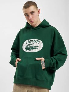 Felpa con cappuccio casual da uomo Lacoste in maglia a coste, cotone, verde