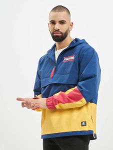 Veste simple pour homme, avec cordon de serrage et fermeture éclair, bleu/jaune