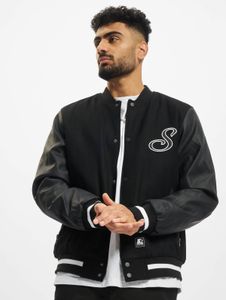 Stylish starter jacket for men, zip pockets, 600 g/m², black