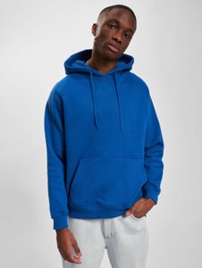 Modern Urban Classics Men's Hoodie with Ribbed Cuffs and Hood, 380 g/m² Cotton, Blue