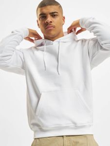 Sudadera con capucha para hombre Modern URBAN CLASSICS con cordón ajustable, tejido de punto acanalado, algodón de 380 g/m², color blanco.