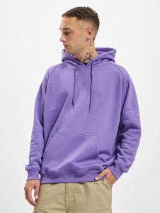 Sudadera con capucha cómoda para hombre de URBAN CLASSICS con cordón ajustable, tejido de punto acanalado, algodón de 380 g/m², color morado.