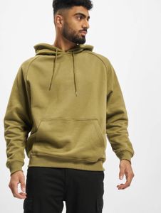 Sudadera con capucha informal para hombre URBAN CLASSICS con cordón ajustable, tejido de punto acanalado, algodón de 380 g/m², color verde oliva.