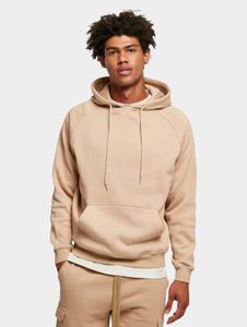 Sudadera con capucha para hombre Modern URBAN CLASSICS con cordón ajustable, tejido de punto acanalado, algodón de 380 g/m², color beige.