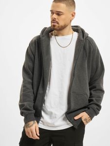 Sudadera con capucha informal para hombre URBAN CLASSICS con cordón ajustable y cremallera, 380 g/m² de algodón, color antracita.