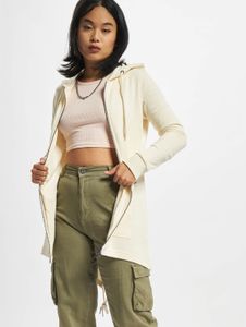 Sweat à capuche femme Casual Urban Classics, fermeture éclair et cordon de serrage, coton 300 g/m², écru-blanc