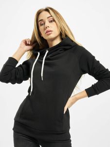 Sweat à capuche Casual Urban Classics pour femme, noir, avec poignets et capuche côtelés, 300 g/m² coton.