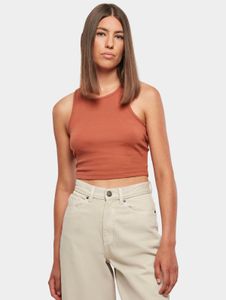 T-shirt casual da donna Urban Classics, in maglia a coste elasticizzata, 180 g/m² con cotone, arancione terracotta.