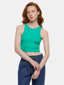 Camiseta elástica cómoda para mujer de Urban Classics, 180 g/m², de algodón, color verde.