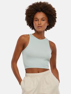 Cómoda camiseta elástica Urban Classics para mujer, 180 g/m², algodón, verde pastel.
