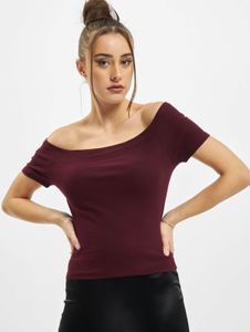 T-shirt femme Urban Classics confortable, maille côtelée extensible, 180 g/m² 100 % coton, rouge bordeaux