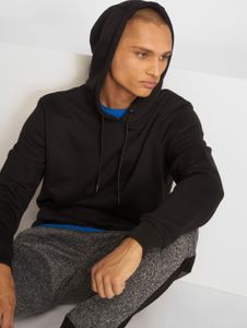 Comoda felpa con cappuccio da uomo URBAN CLASSICS con coulisse e polsini a coste, 300 g/m² di cotone, nera.