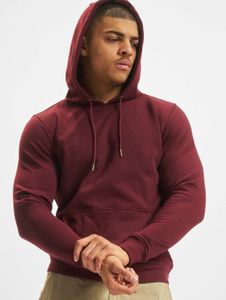 Comoda felpa con cappuccio da uomo Urban Classics con coulisse e polsini a coste, 300 g/m² di cotone, rosso bordeaux.