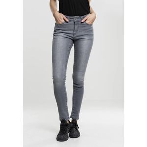 Pantalones vaqueros ajustados elásticos para mujer de Casual Urban Classics con cierre de cremallera y confeccionados en algodón, color gris.