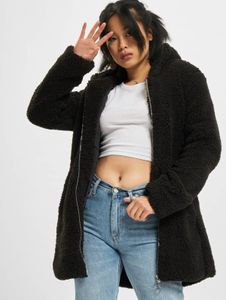 Casual URBAN CLASSICS women's jacket, large hood, zip closure, 310 g/m², black