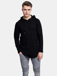 Casual Urban Classics men's hoodie with drawstring, rib knit, 230 g/m² cotton, black