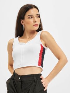 Casual Urban Classics women's stretch t-shirt with zipper, 210 g/m², white/red/black