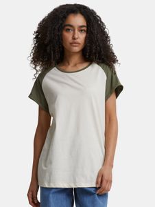 T-shirt sportiva da donna Urban Classics 140 g/m² in cotone bianco/verde