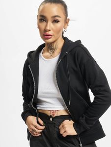 Felpa con cappuccio da donna Casual Urban Classics con cerniera, polsini a coste, cotone 300 g/m², nera