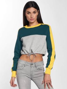 Comfortable URBAN CLASSICS women's sweatshirt, 300 g/m², cotton, grey/green/yellow