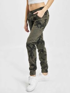 Casual Urban Classics women's trousers with stretch, drawstring, and pockets, made of cotton camouflage