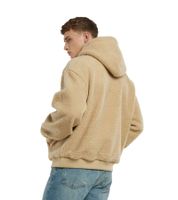 Cozy URBAN CLASSICS Men's Teddy Fleece Hoodie – Fluffy Hooded Sweatshirt with Kangaroo Pocket (Beige)