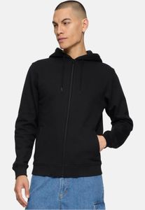 Felpa da uomo casual Urban Classics con cerniera, polsini a coste, cotone 380 g/m², nera
