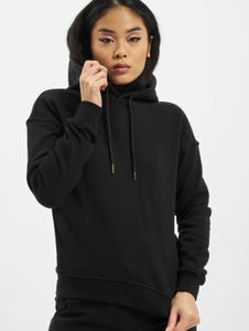 bequemer Urban Classics Damen Hoodie Kordelzug Rippstrick 300 g/m² Schwarz