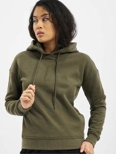 Sudadera con capucha Soft Urban Classics para mujer con cordón ajustable, punto acanalado, 300 g/m², color caqui.