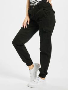 Vaqueros elásticos modernos para mujer de URBAN CLASSICS con bolsillos con cremallera, de algodón, color negro.