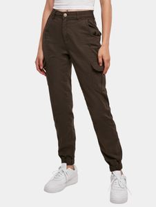Pantalones vaqueros elásticos de algodón para mujer de la marca URBAN CLASSICS, con bolsillos con cremallera, color marrón.
