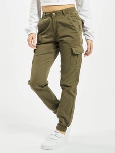 Vaqueros elegantes de URBAN CLASSICS para mujer con bolsillos elásticos, 320 g/m², algodón, color caqui.