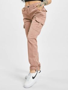Comfortable Urban Classics women's stretch jeans with zip pockets, cotton, antique pink