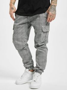 Jean stretch confortable URBAN CLASSICS pour homme, en coton, blanc/noir, avec poches zippées