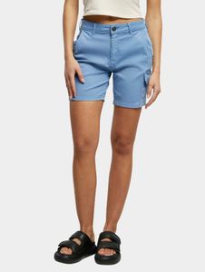 Comodi pantaloncini da donna Urban Classics, elasticizzati, con tasche con zip, in cotone, blu