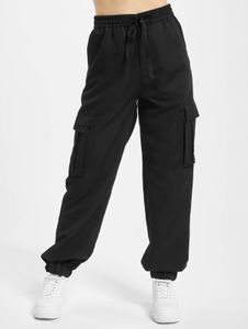 Jeans da donna URBAN CLASSICS eleganti con coulisse e cerniera, 188 g/m², neri