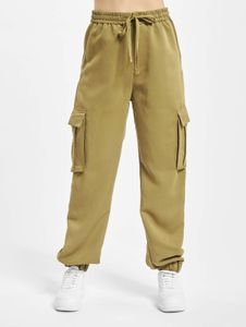 Jeans da donna Urban Classics eleganti con coulisse e cerniera, 188 g/m², color kaki